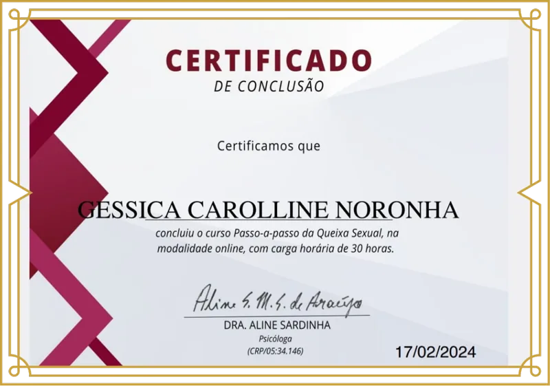 Certificado de formação em Psicologia