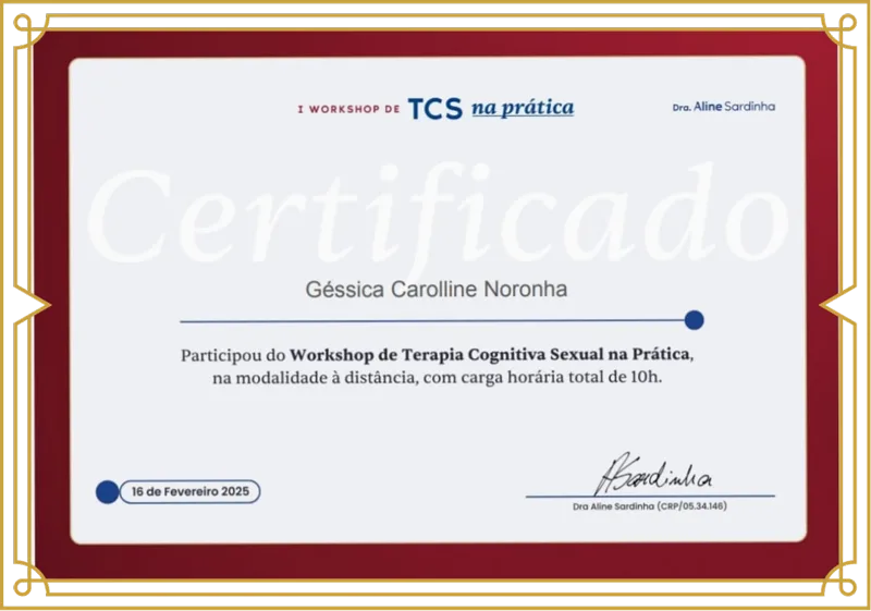 Certificado de especialização em Terapia Cognitivo-Comportamental