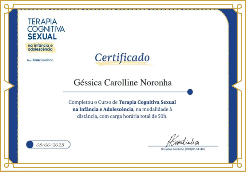 Certificado de capacitação em Terapia Online